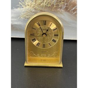 Linden Vintage Arched Desk Clock West Germany Quartz Roman Numeral UNTESTED